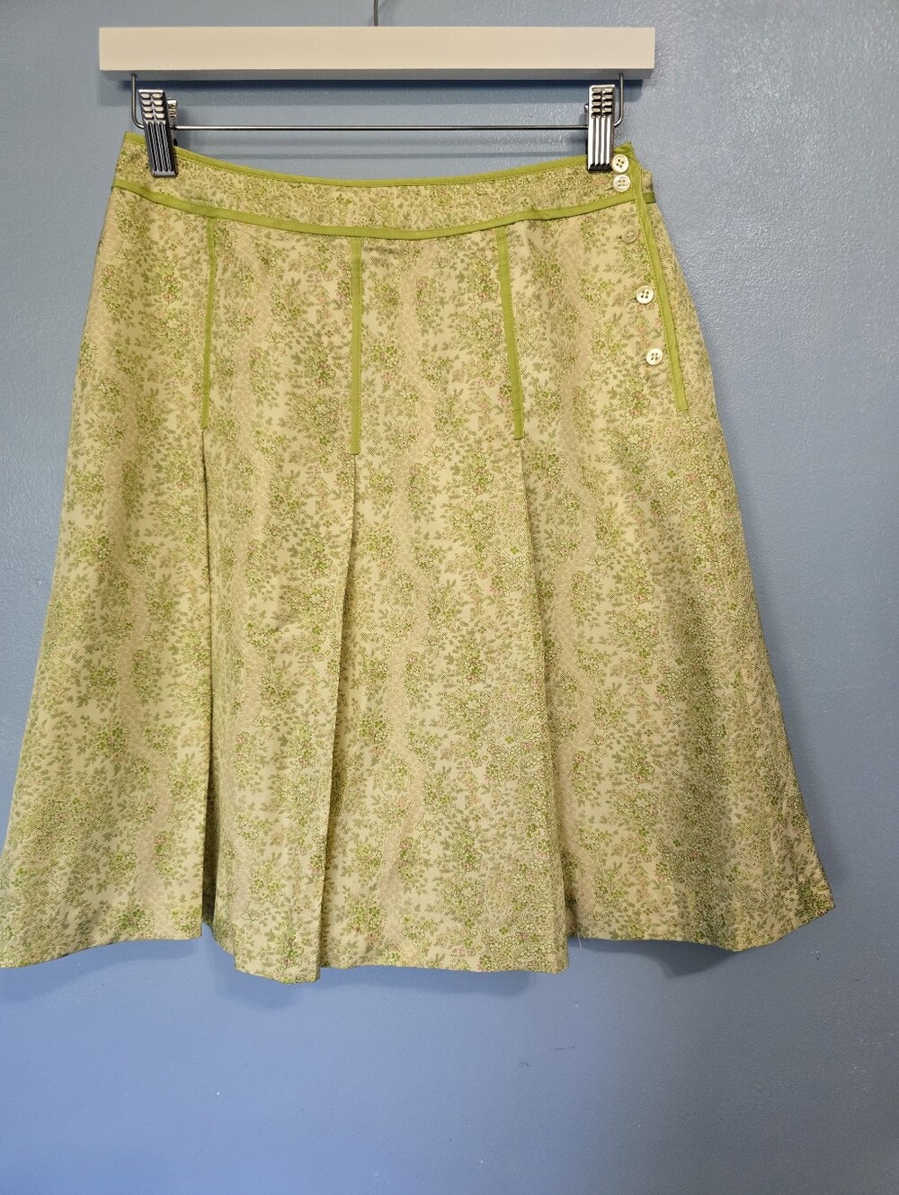 Ann Taylor Petites Silk Green Floral Women's Skirt 2P